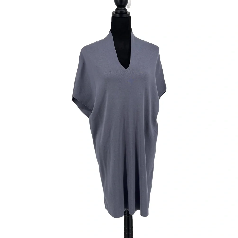 COS Blue Cotton V-Neck Basic Dress Size Small